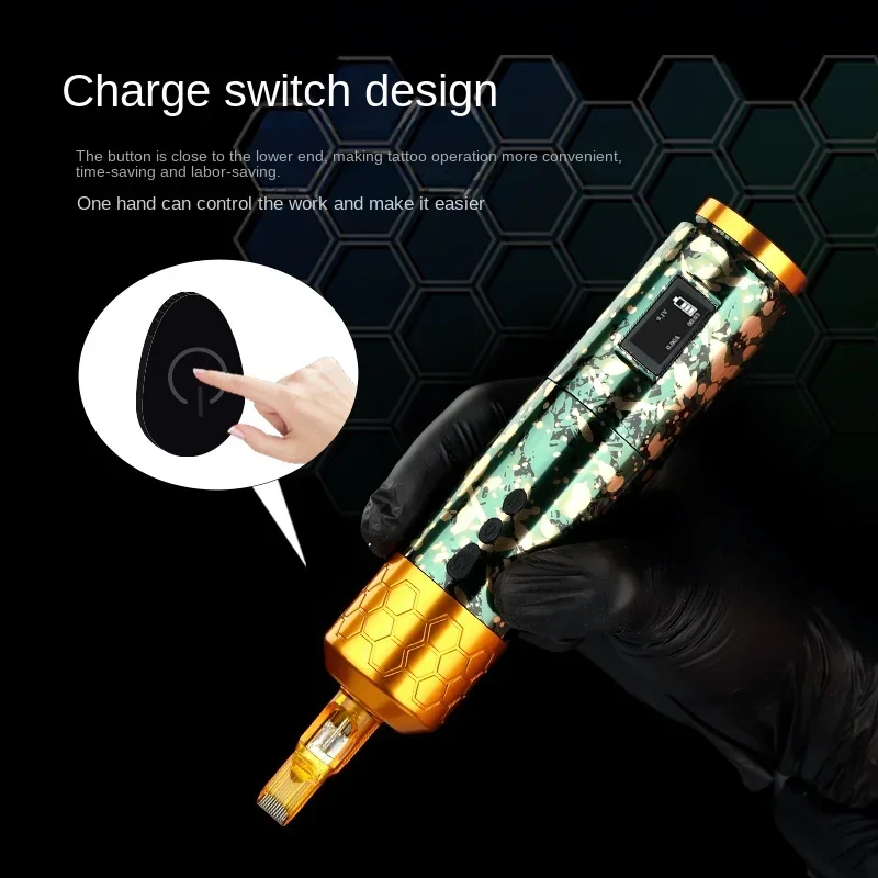 Wireless Charging Tattoo Pen One-Hand Charge Operation Tattoo Motor Direct Drive Machine Equipment Cutting Line TattooIntegrated