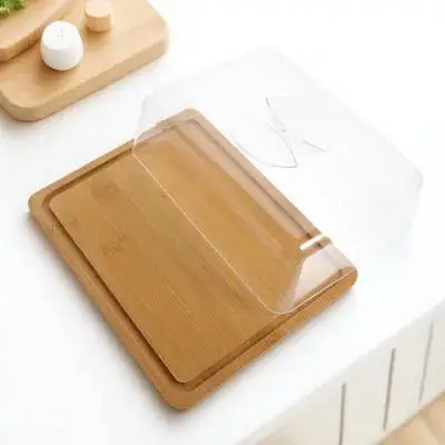 

1Set Bamboo Cake Stand Acrylic Dome Cover Clear Cake Plate for Wedding Party Banquet Dessert Display Acrylic Dome