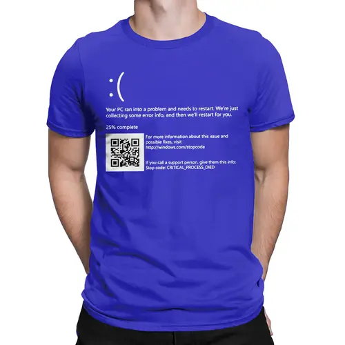 Imagen 2 del producto Camiseta BSOD Blue Screen of Death Windows 10 para hombre, camisetas de algodón increíbles con Error, camiseta de manga corta con cuello redondo, ropa única