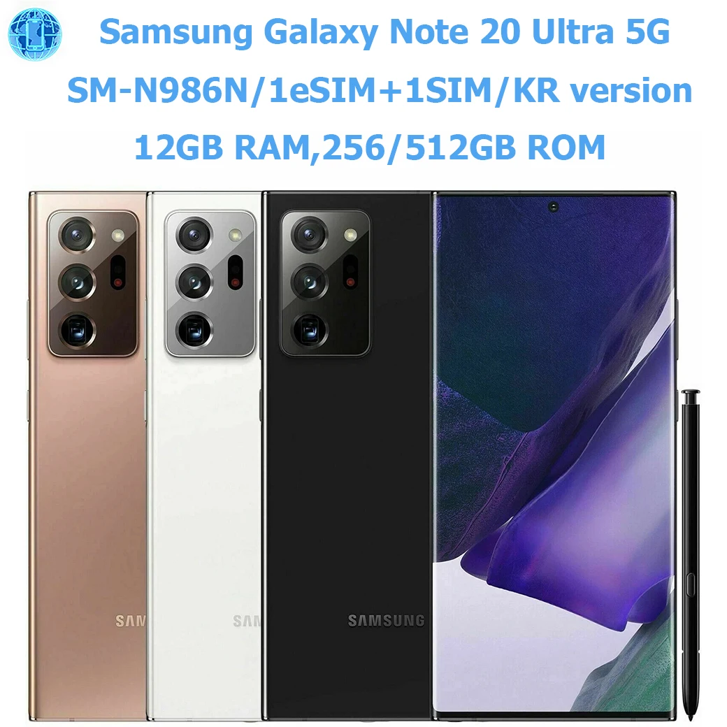 Samsung Galaxy Note 20 Ultra 5G Smartfon Android 6,9 cala 12GB Pamięć RAM Smartphone Samsung NFC 108MP Wersja Koreańska Oryginalny Odblokowany