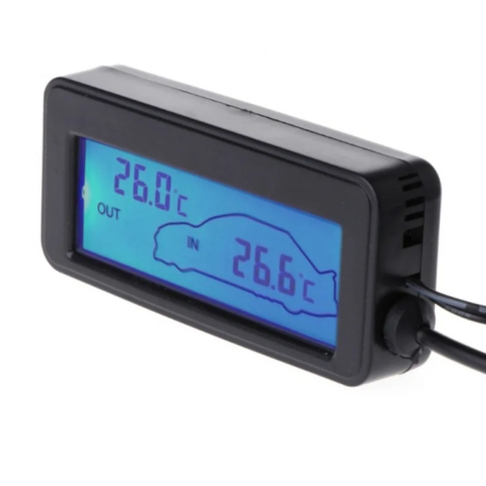 12V Car Indoor Outdoor Temperature LCD Digital Display Sensor Monitor Gauge Dashboard Accurate Auto Accessory