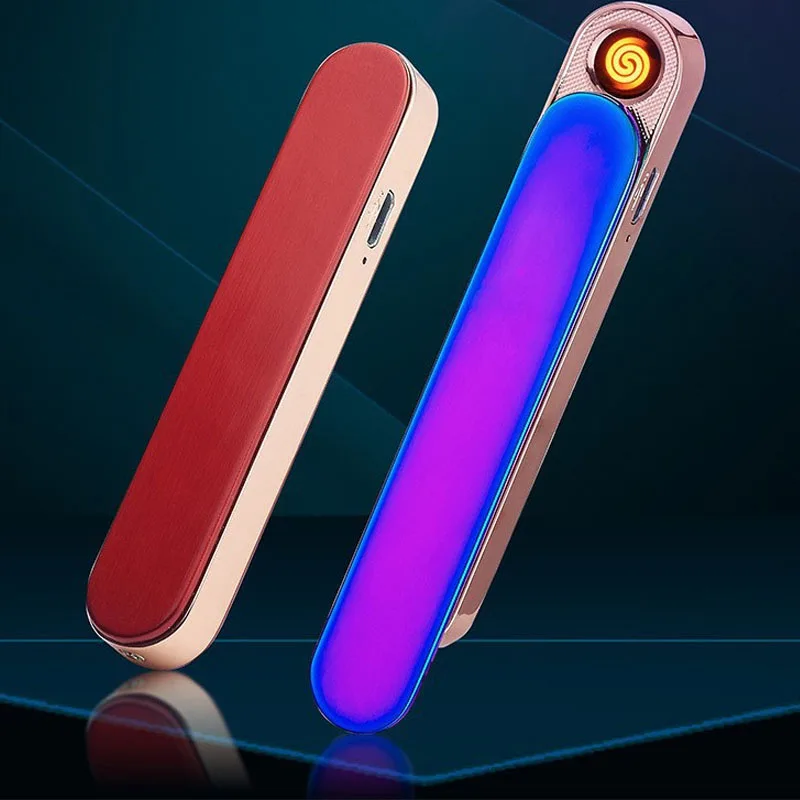Ultra-thin Mini Tungsten Wire Lighters USB Rechargeable Windproof Flameless Portable Silent Lighter Smoking Accessories Men Gift