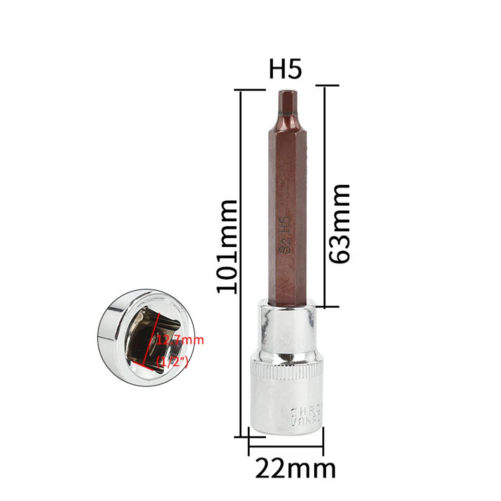 Hex Socket Adapter Extended Bit Socket 100mm Long Bit Chrome Vanadium Steel Easy Handling Electric Screwdrivers Hand Tools