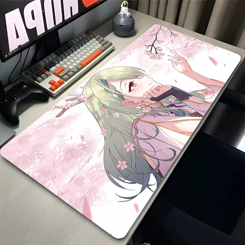 

Mouse Pad PC Pink Sakura Gaming Keyboard Pad Laptop Sexy Hololive Ceres Fauna Desk Mouse Mat Anime Girl Gamer Cabinet Mousepad
