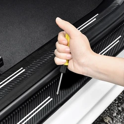 4Pcs Car Carbon Fiber Door Sill Protector Stickers