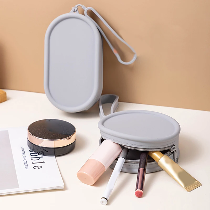 محفظة نقود معدنية محمولة من السيليكون بسحاب مقاوم للماء حقيبة سفر ذات سعة كبيرة بلون سادة حقيبة سماعة أذن للطلاب #3