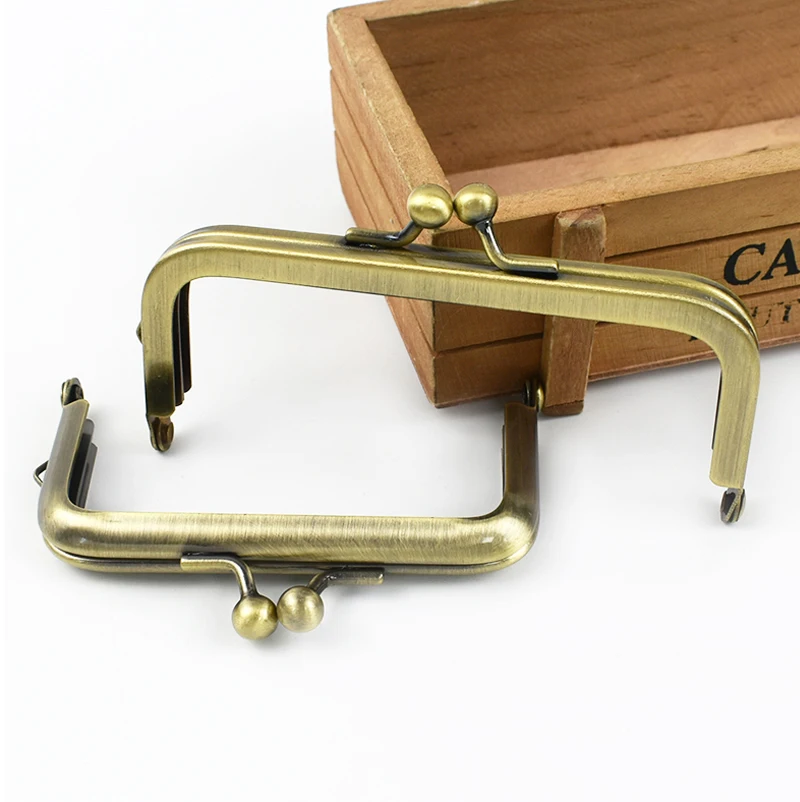 2/5Pcs 8.5/10.5/15/18.5cm Metal Bag Handle Square Smooth Clourse Purse Frame Kiss Clasp Handbag Sewing Brackets Bags Accessories