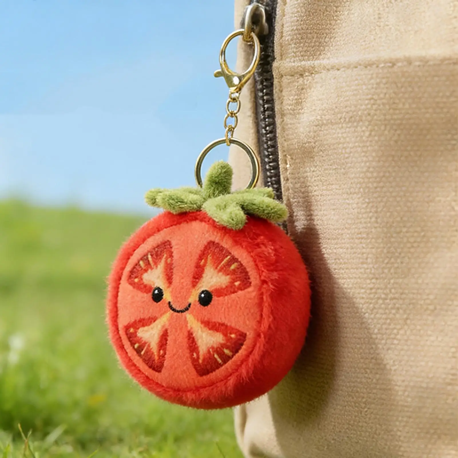 Tomato Keychain Plush Backpack Pendant Decorative Purse Ornament for Kids Teens Adults Students Teachers Office Travelers Travel