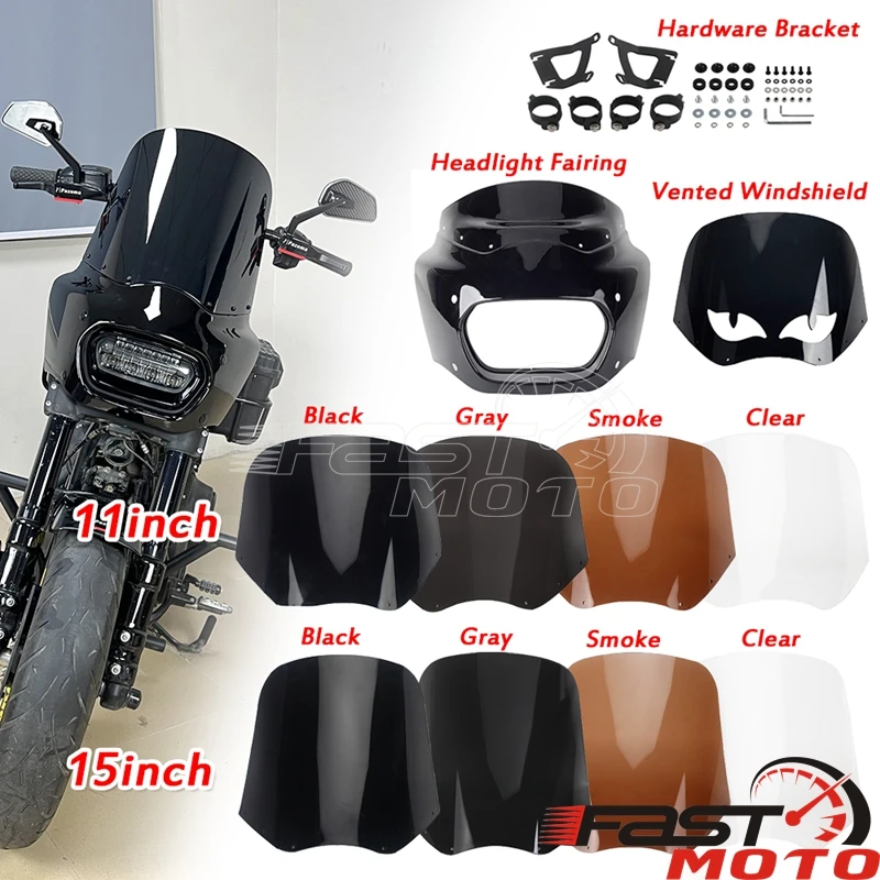 Motorbike Windshield Fairing For Harley Softail Fat Bob FXFB 18-19 Fat Bob 114 FXFBS 18-up Headlight Cowl Guard Cover Windscreen