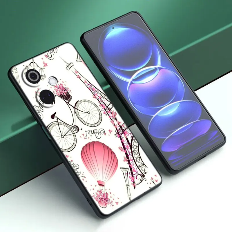 غطاء جراب هاتف أسود لـ OnePlus ، باريس ، برج إيفل ، كرتون ، حافظة هاتف ، Nord CE3 ، Lite 3 ، 12 ، 11 ، 2T ، N30 ، CE2 ، N300 ، N200 ، 10 ، 9RT ، ACE ، 2V برو ، 5G