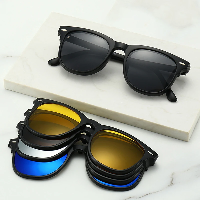 6 In 1 Set Magnetic Clip-On Reading Glasses Polarized Sunglasses Men Driving Night Vision Optical Glasses With Glasses Bag - view 3