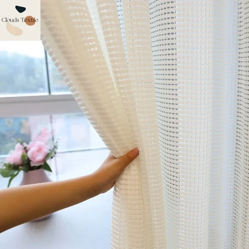 Simple Modern Tulle Curtains for Living Room Dining Room Bedroom Translucent Impermeable White Gauze Curtains Customize