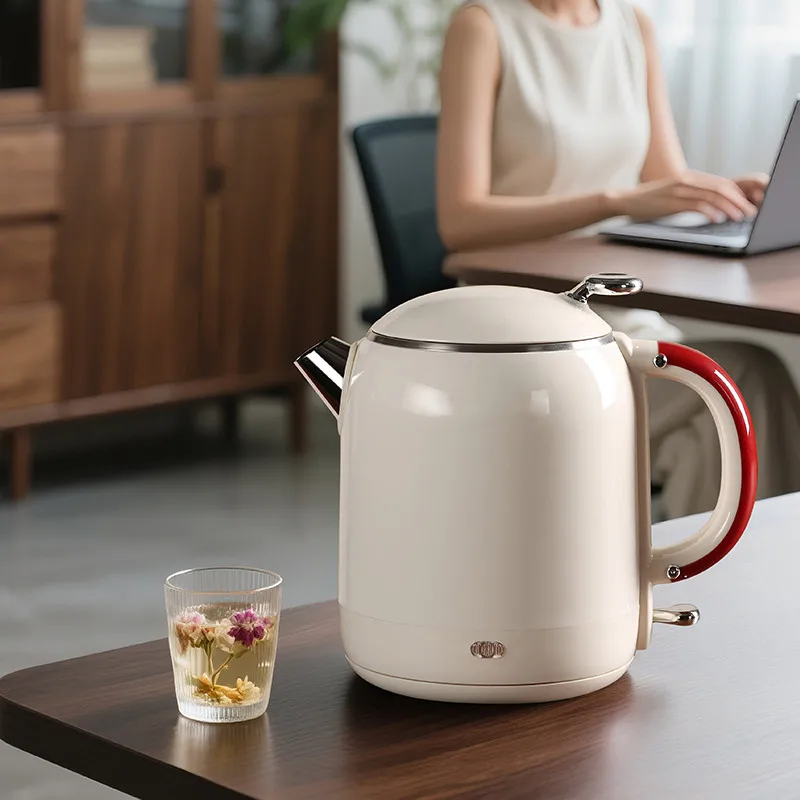 Mini Portable Thermal Kettle Automatic Power Off 1355W 1000ml Household Electric Kettle Retro 304 Stainless Steel Kettle Teapot