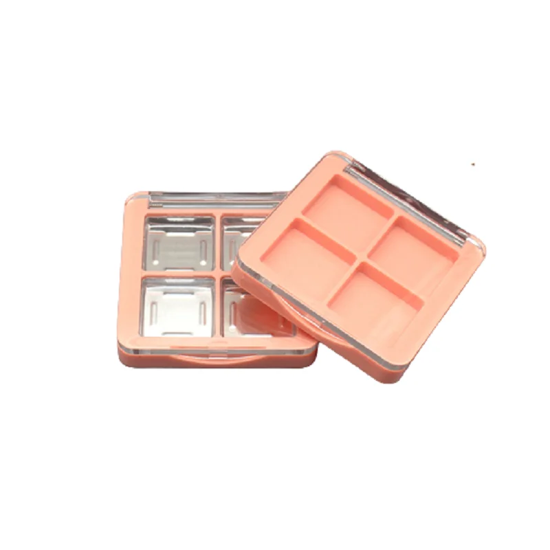 

4 Grids Eyeshadow Palette Pink Square Nail Powder Compact Blush Plastic Box DIY Highlighter Eyeshadow Palette with Window 30PCS