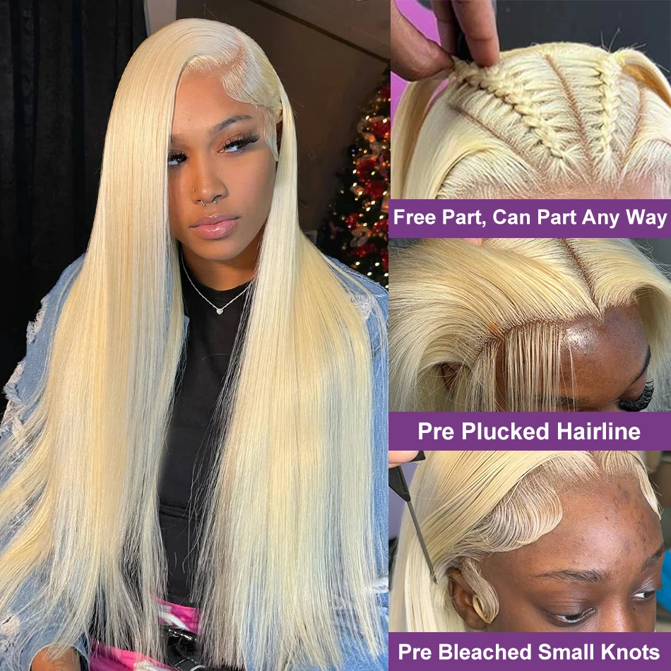 250% 13x6 Bone Straight 613 HD Honey Blonde Lace Front Human Hair Wigs Brazilian 30 Inch 13x4 Color Lace Frontal Wigs For Women