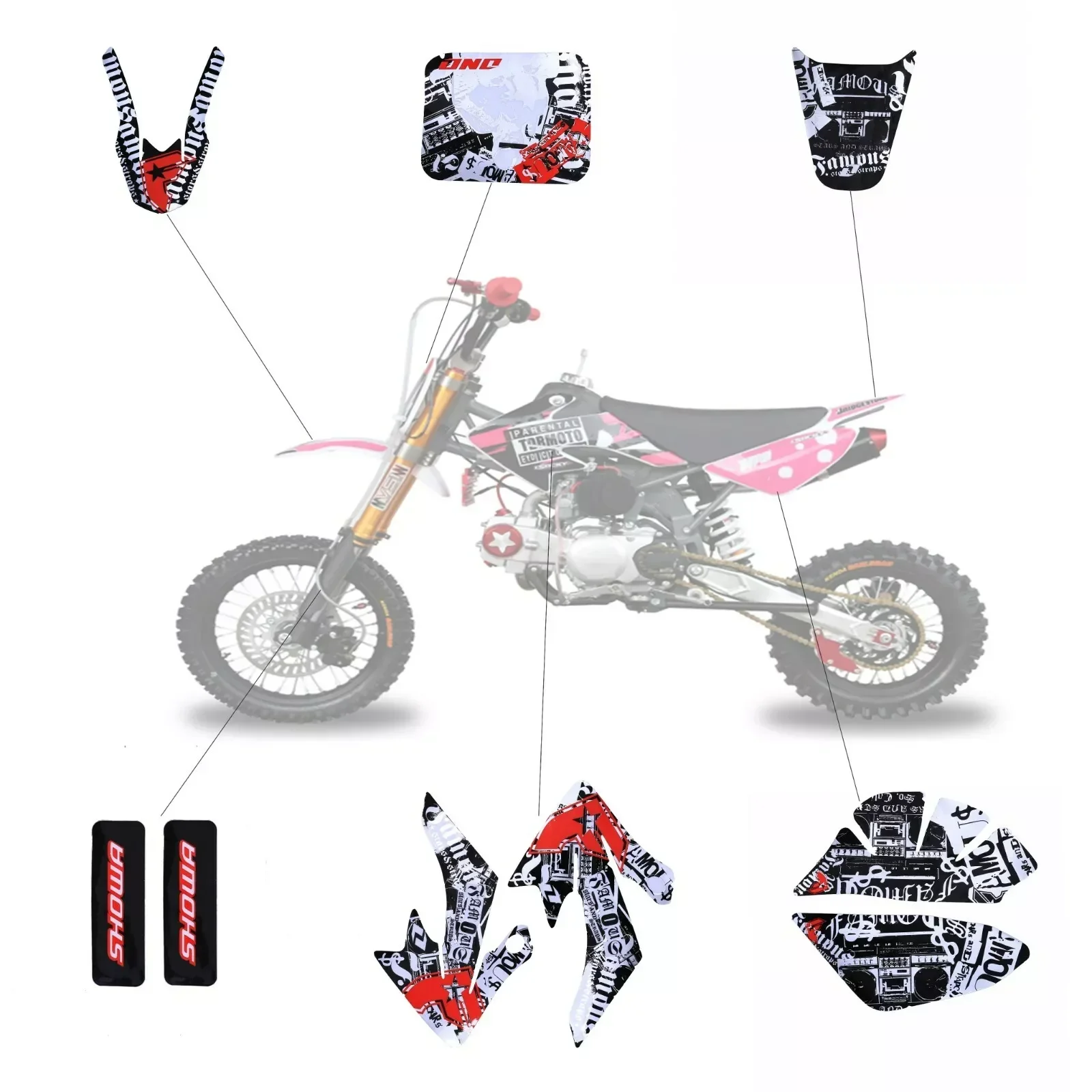 Decals Emblems Stickers Graphics CRF50 SSR SDG DHZ Thumpstar pit dirt pro Bike Motorcycle Decorative Stickers