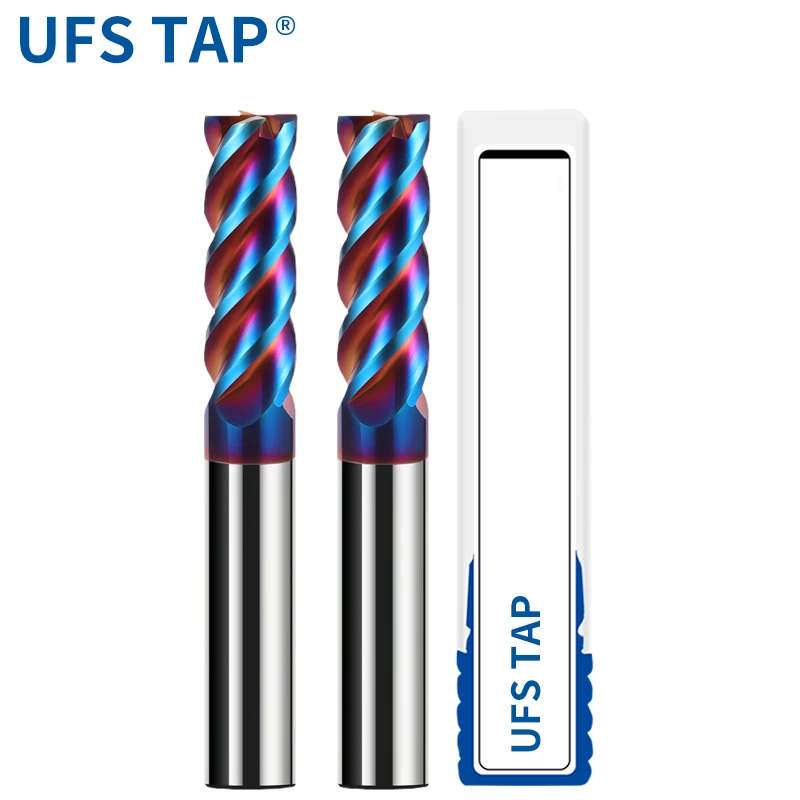 Fresa piatta in metallo duro CNC taglierina al tungsteno 2 4 flauto strumento di lavorazione dell'acciaio metallico chiave faccia quadrata punta del router 6 8 12 gambo HRC55