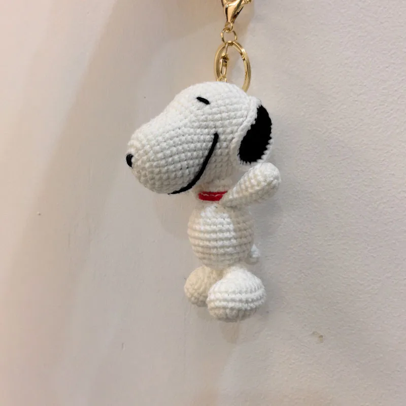 Leuke hond handgemaakte geweven breigaren sleutelhanger wollen draad haak weven gehaakte pop decoratie creatief verjaardagscadeau