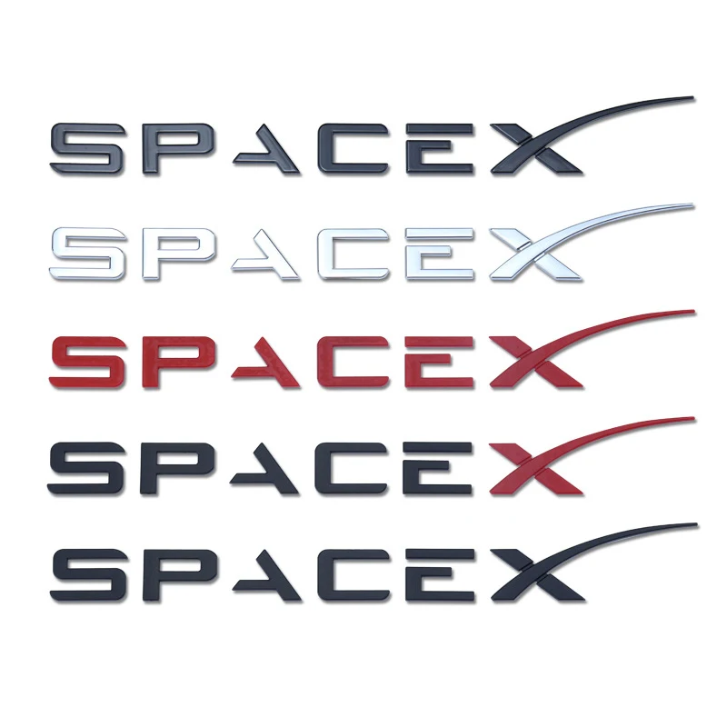 3D ABS Chrome Red Black Logo Space X Emblem Letters Car Trunk Badge Decal Space X Naklejka Akcesoria