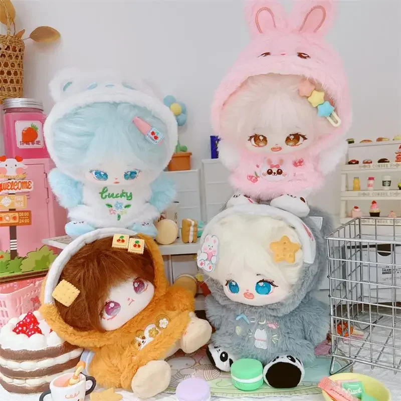 Vestiti per bambole di pezza da 20 cm Cappotto di pelliccia Kawaii Felpe con cappuccio Pantaloncini Vestito Idol Vestiti per bambole Vestito di cotone Vestire Giocattoli Accessori