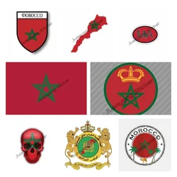 Creative Stickers Morocco Flag Map Decal Sticker Morocco Coat of Arms Vinyl Car Decals for Motorcycle Helmet Camper KK13cm