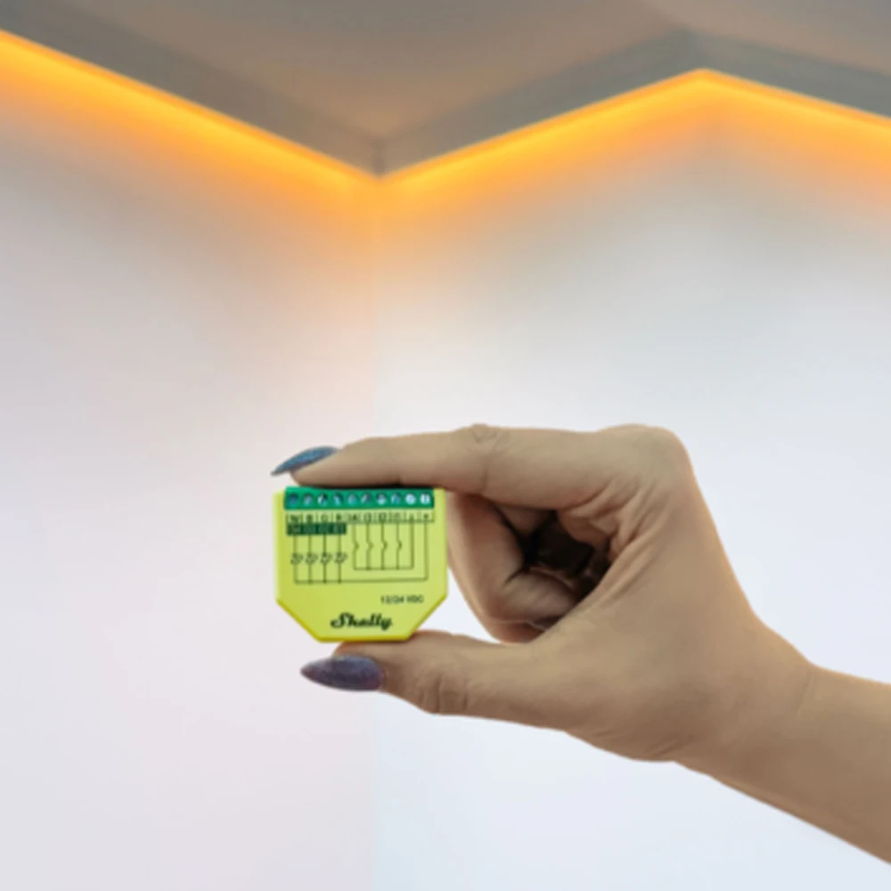 Shelly Plus RGBW PM Wi-Fi Operated RGBW Controller LED Strips With Support Power Measurement Feature Creating perfect Ambiance