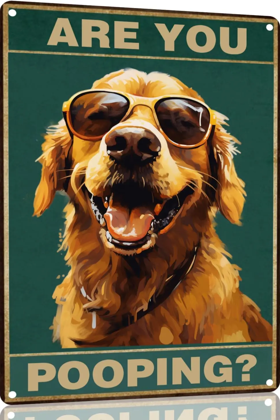 Metallschild Golden Retriever 'Are You Pooping' Schild, Vintage Lustiges Schild, Retro Aluminium-Blechschilder für Zuhause, Bauernhof, Garten, Bar, Badezimmer K