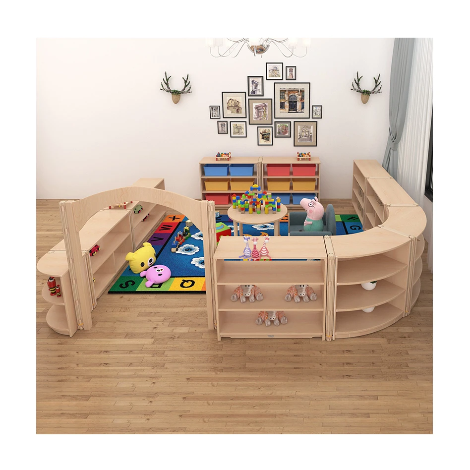 

Building Block Area Plywood Furniture Kids School Table and Children Chair Set