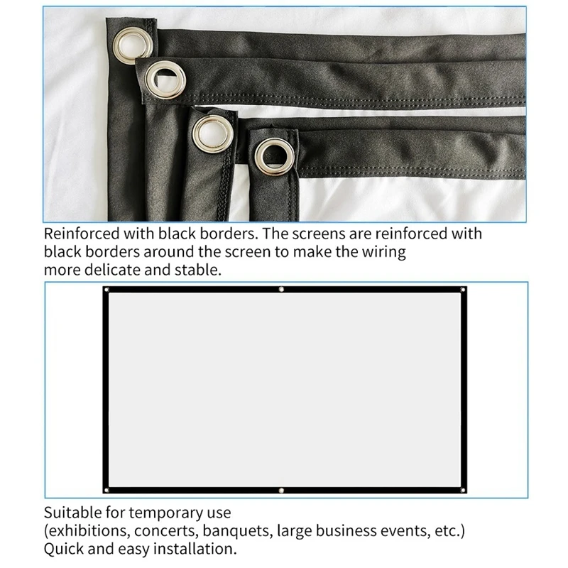【A28T】Portable Projector Screen for Home Theater Outdoor HD White Foldable Anti-Crease (84Inch) view 5