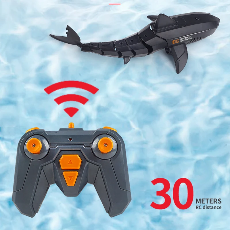 2.4G Simulazione Animali telecomandati Robot sottomarini RC Shark Giocattolo divertente Pesce elettrico Giocattoli per bambini all'aperto Ragazzo Regali di Natale