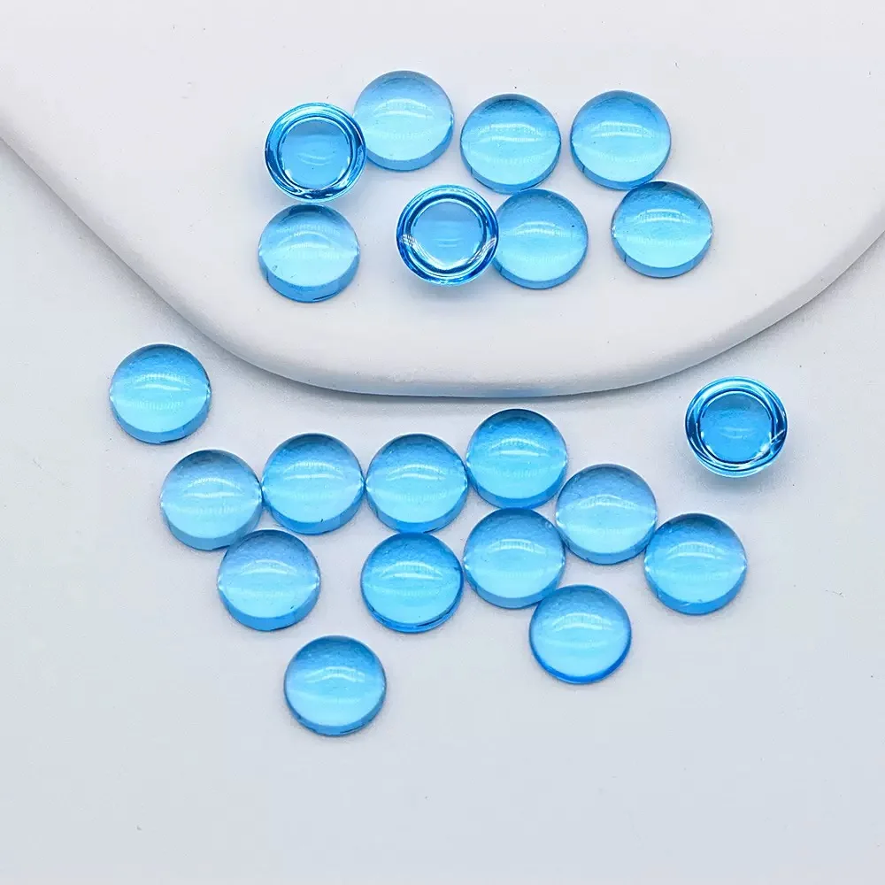 

Round Cabochon Topaz Gemstone Natural Swiss Blue Topaz Stone For Jewelry Making