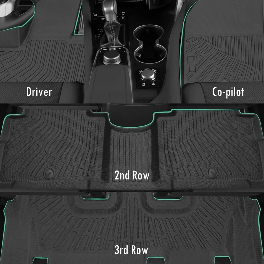 الحصير TPE ل 2026 2025 هيونداي باليسيد 7-مقعد البضائع حصيرة مسند الظهر حصيرة 2nd 3rd صف سيارة الطابق بطانة حماية جميع الأحوال الجوية