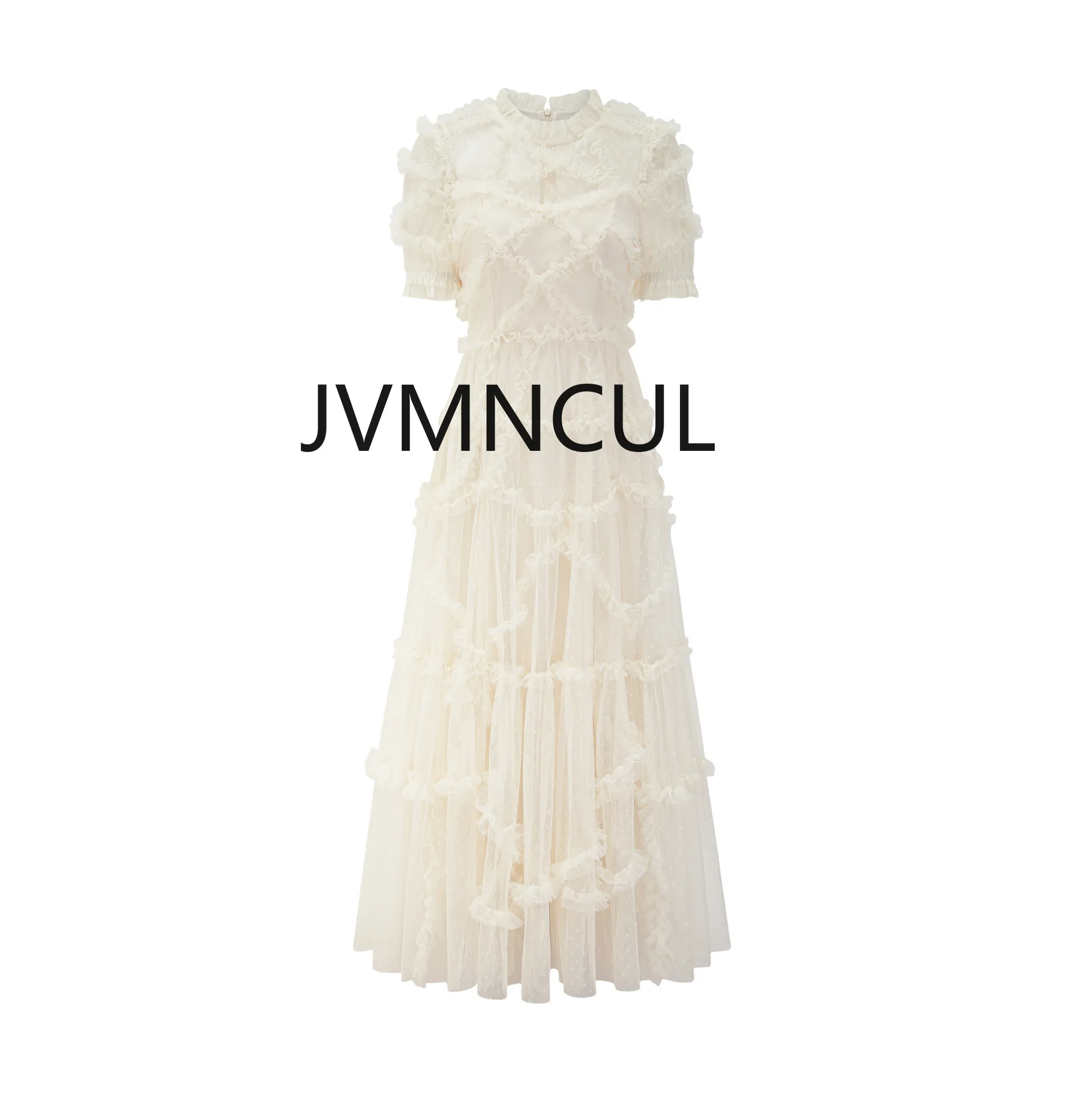 2025 Stylish and Slimming Mesh Waist Ruffled Lace Fairy Dress, Ideal for Summer Parties and Evening Galas in Europe and America