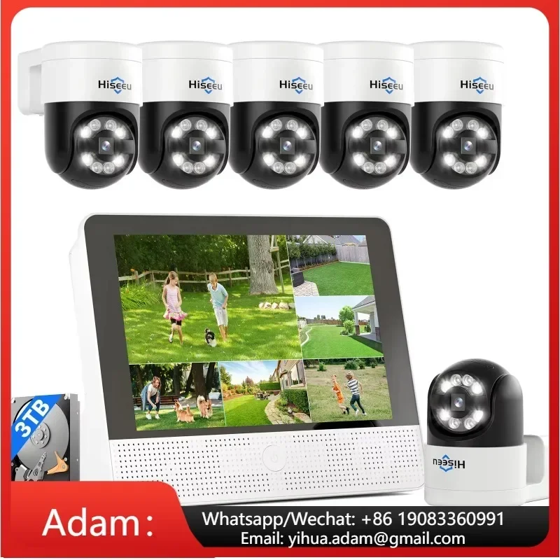 

Hiseeu 5MP 12-inch HD Poe Nvr Ptz 2-way Audio Home Security Wired 8-channel CCTV Camera System Outdoor