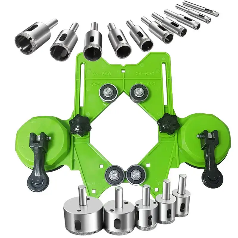 Tile Hole Saw Kit Drill Bit Tile Hole Saw Set Hole Saw Set With Adjustable Double Suction Cups Hole Saw Guide Jig Fixture For