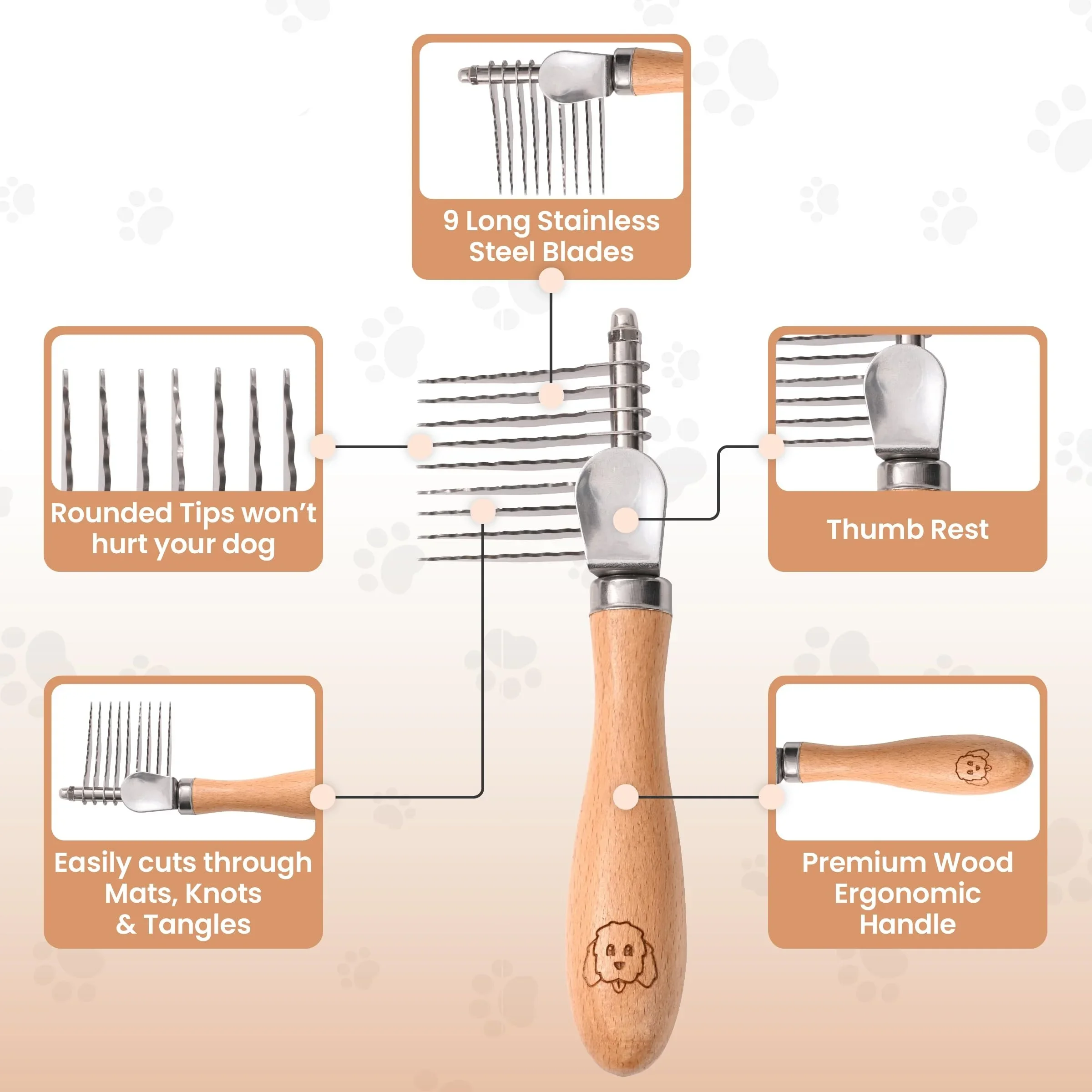 Professional Pet Grooming Comb Tool Dog Dematting Brush Detangler Brush For Dogs Doodles Goldendoodles Cats And Other Pets