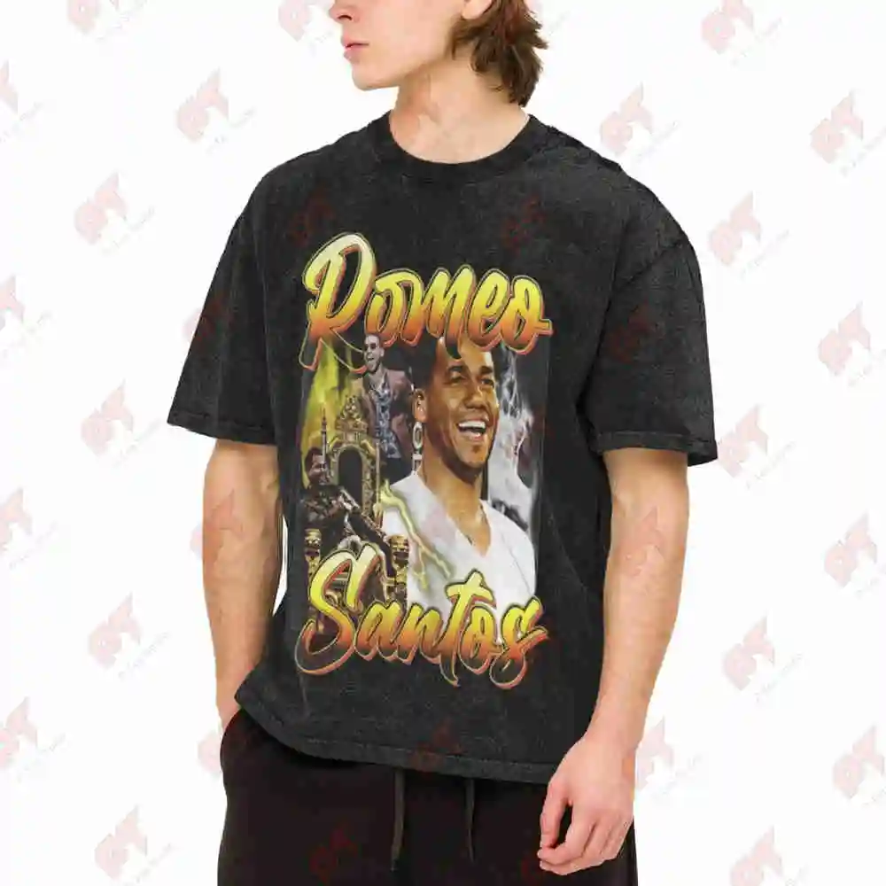 Romeo Santos Vintage Bootleg Signature Vintage Washed Tee Pure Cotton T-Shirt