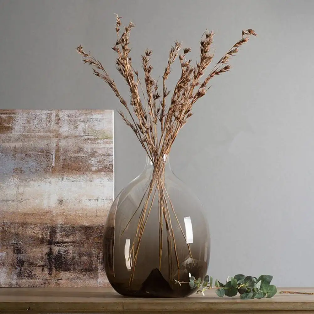 New hand blown large belly glass vase, glass tint, gradual change, transparent, hydroponic, creative, thin mouth insert