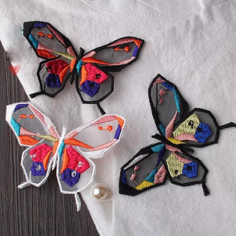 

1 Set Lace Butterfly Sew On Patches Embroidered Appliques for Clothing Dress Organza 3D Butterfly Sewing Curtain Hole Repair New