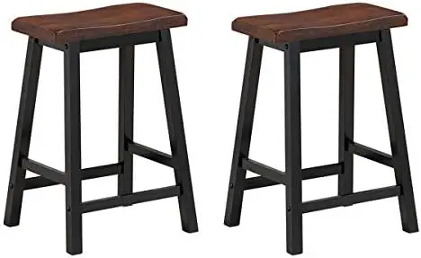 

Stools Set of 2, 24-inch Height Vintage Counter Height Chairs with Solid Wood Legs, JOMA Backless Design Indoor Stools for Kitc