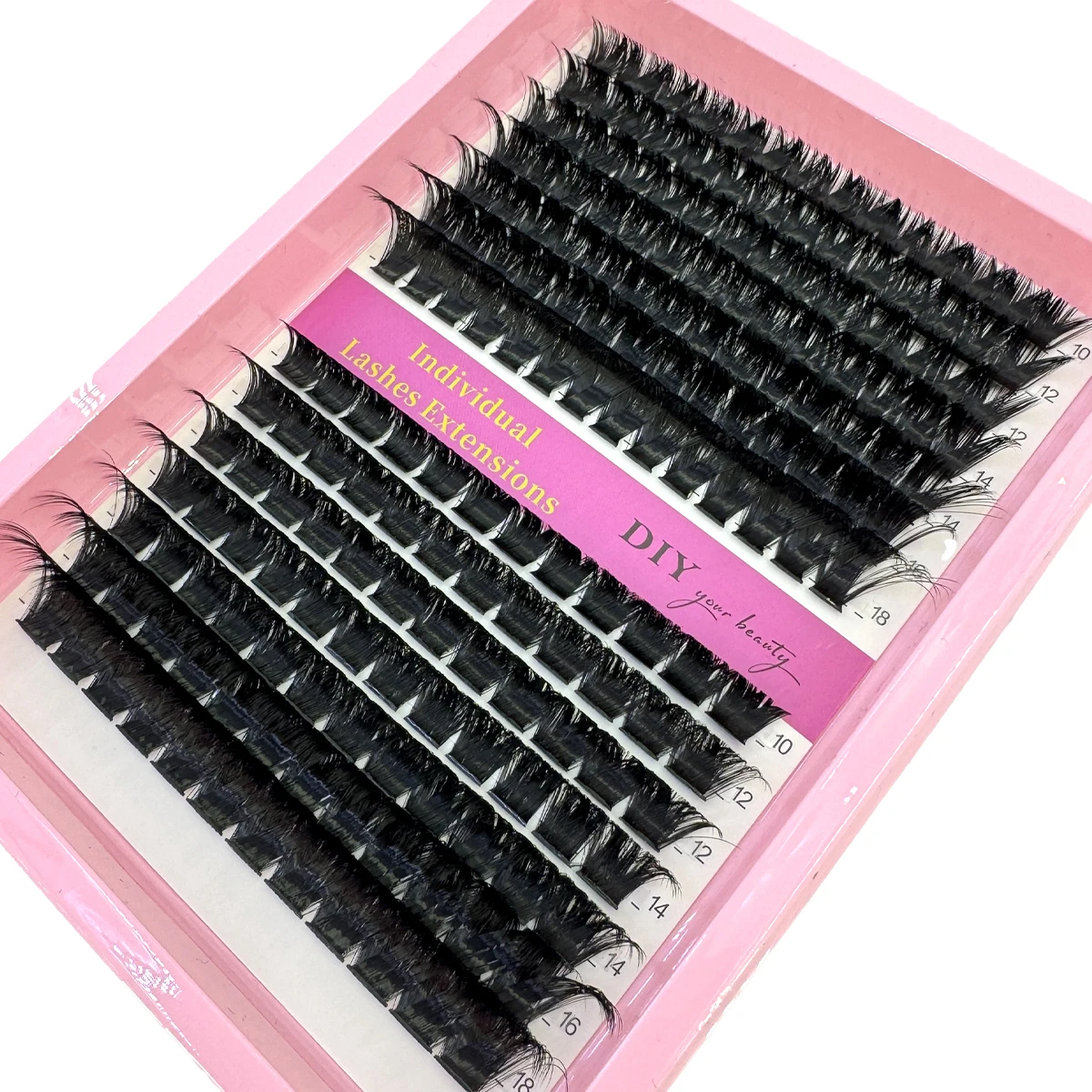 HBZGTLAD 60D-200D Mix Wimpern Cluster 10-18mm Mix Wispy Einzelne Wimpern Extensions 14 Reihen DIY Nerz Falsche Wimpern Make-Up – Detail 4