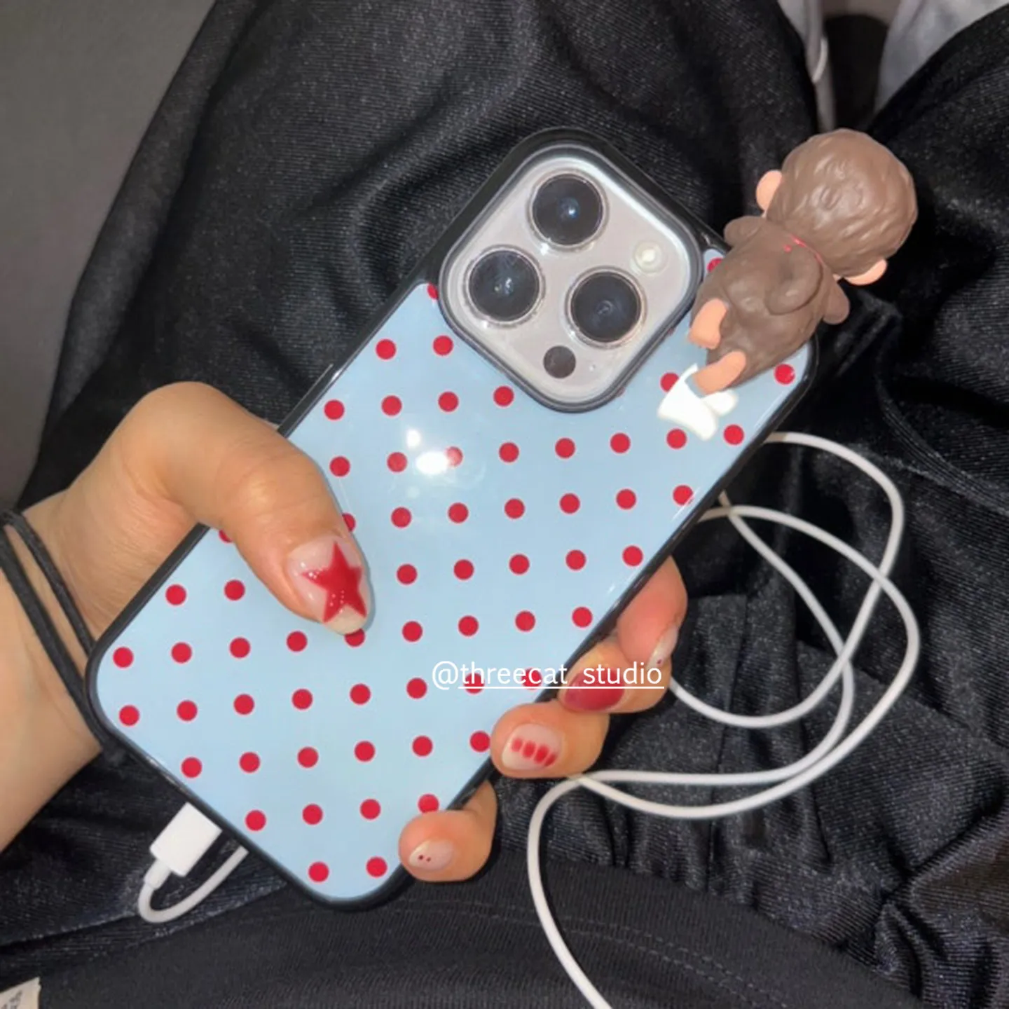 Korean Ins Colorful Polka Dots Black Border Matte Phone Case For iPhone 18 17 Air 16 Pro Max 15 14 Plus 13 12 11 Pro Back Cover - view 3