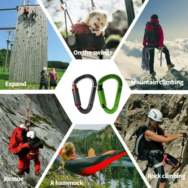 Magnesium-aluminum Alloy 25KN Mountaineering Caving Rock Climbing Automatic Lock Carabiner Safety Buckle Hook