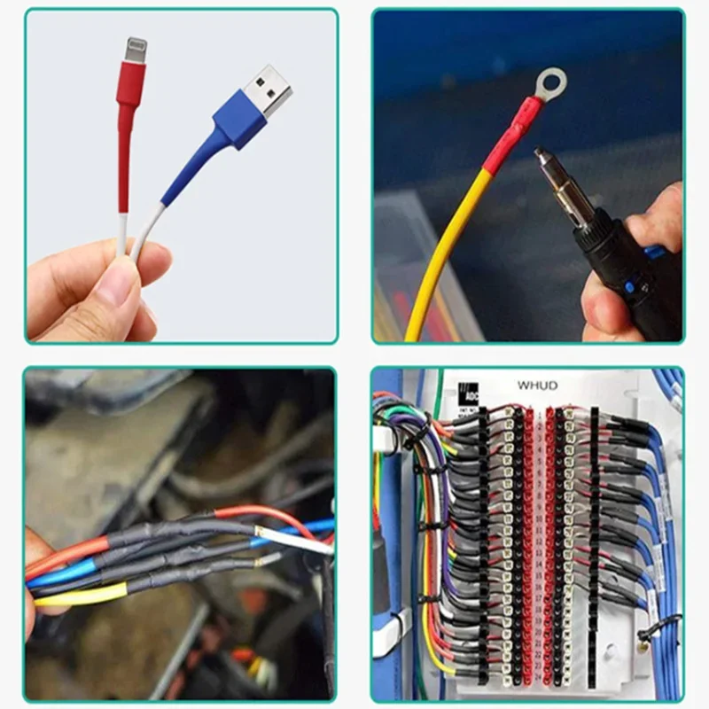 Kit de tubos termorretráctiles de 150 piezas, tubo termorresistente negro, Cable de conexión eléctrica, Mangas de aislamiento impermeables 2:1