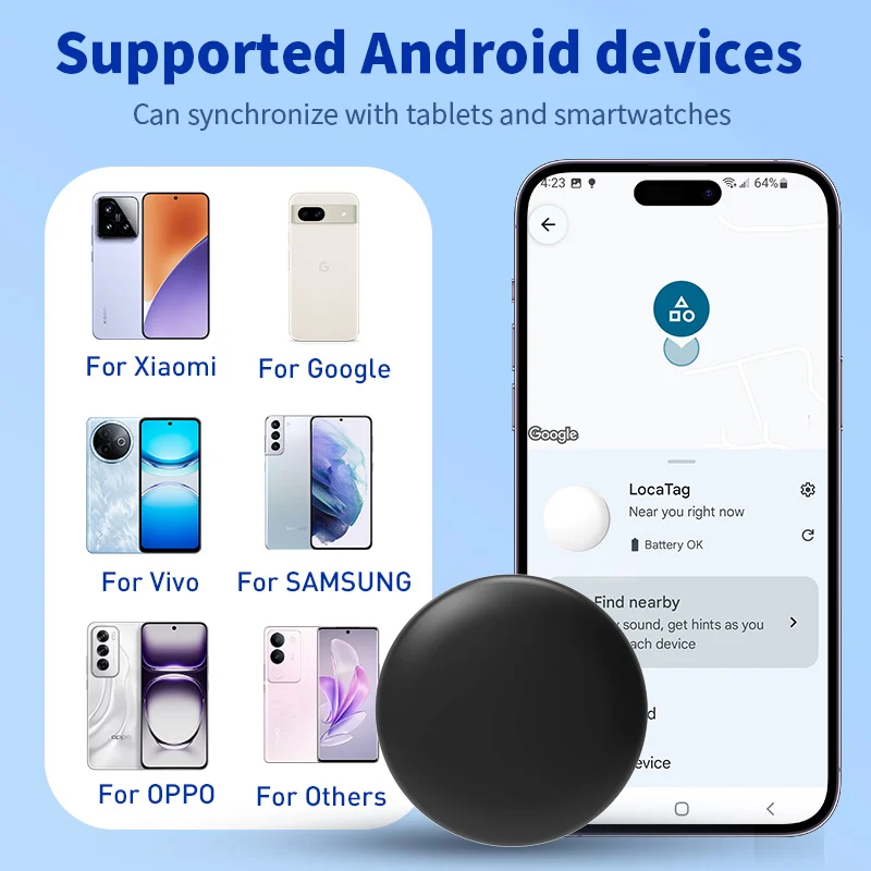 Localizador GPS de seguridad Android, aplicación de búsqueda de Google, etiqueta inteligente antipérdida en tiempo Real para Moto Samsung, localizador de artículos para el hogar, Kit de succión
