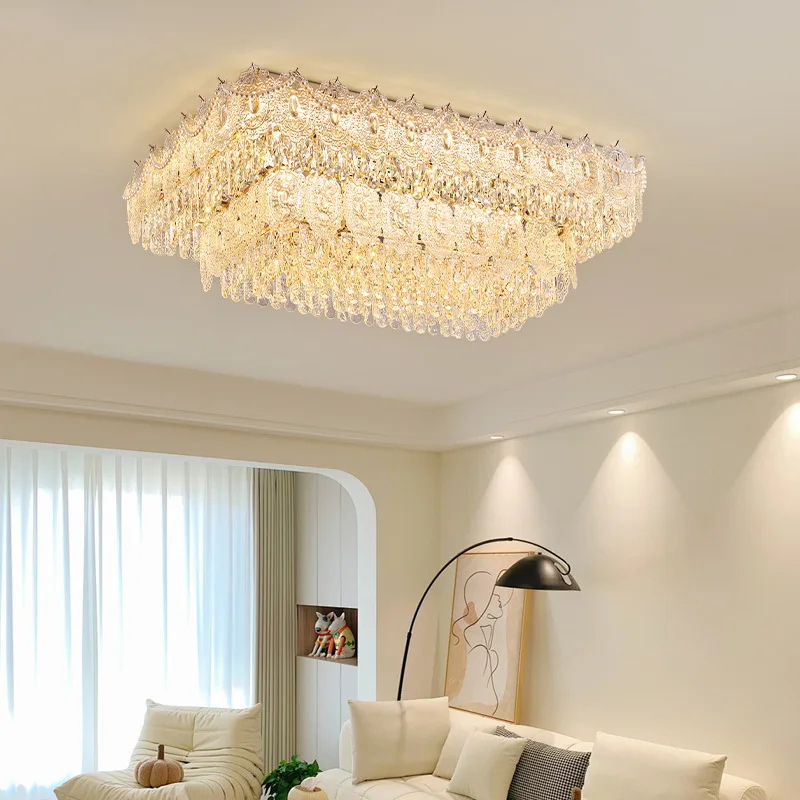 Atmospheric French Modern Style LivingRoom Shell Ceiling Lamp Luxury Pearl Handmade Glass Bedroom Dining Room Crystal Lamp Hot