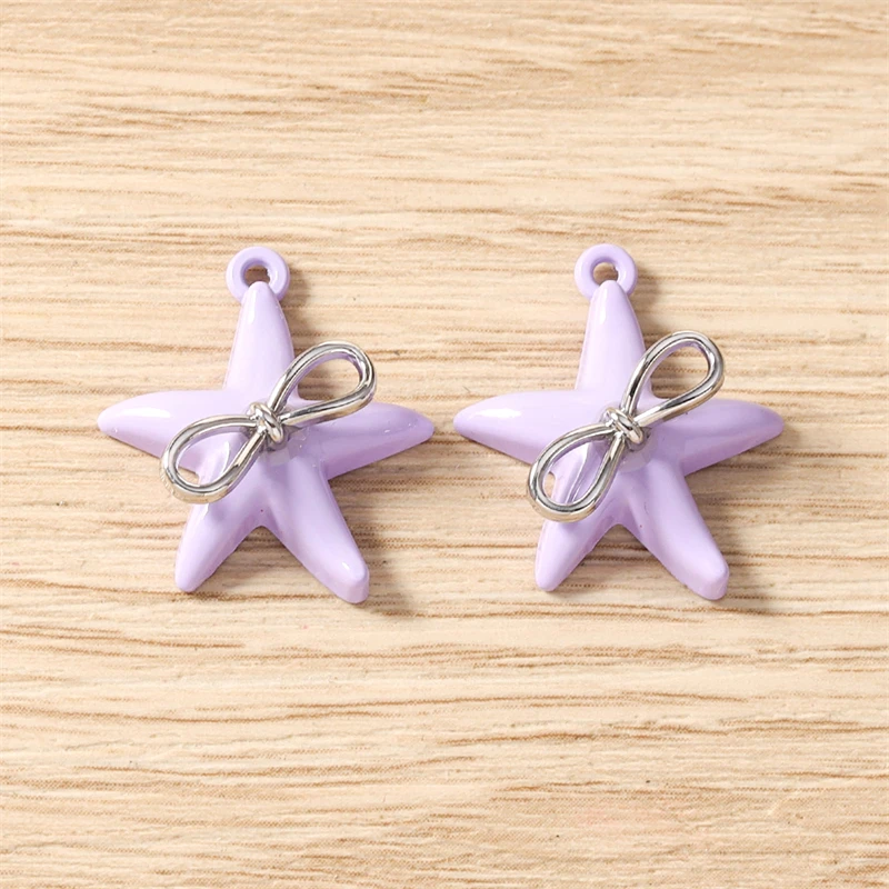 5 Stück 18x20mm Niedliche Bunte Metall-Seestern-Anhänger für die Herstellung von Ohrringen, Anhängern, Halsketten, Armbändern, DIY-Bastelarbeiten, Schmuckzubehör – Detail 18