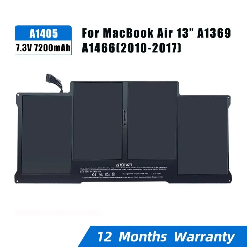 

7.3V 7000mAh A1405 Laptop Battery For Apple Macbook Air 13" A1369 2010 2011 A1466 2012-2017 Replacement 12-Month warranty
