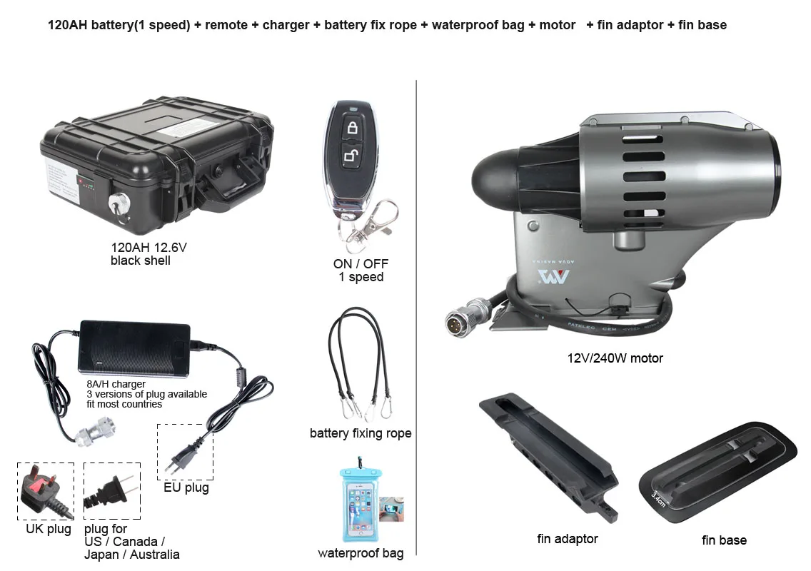 アクアマリーナbluedrive電源フィン12vバッテリー電気フィンスタンド