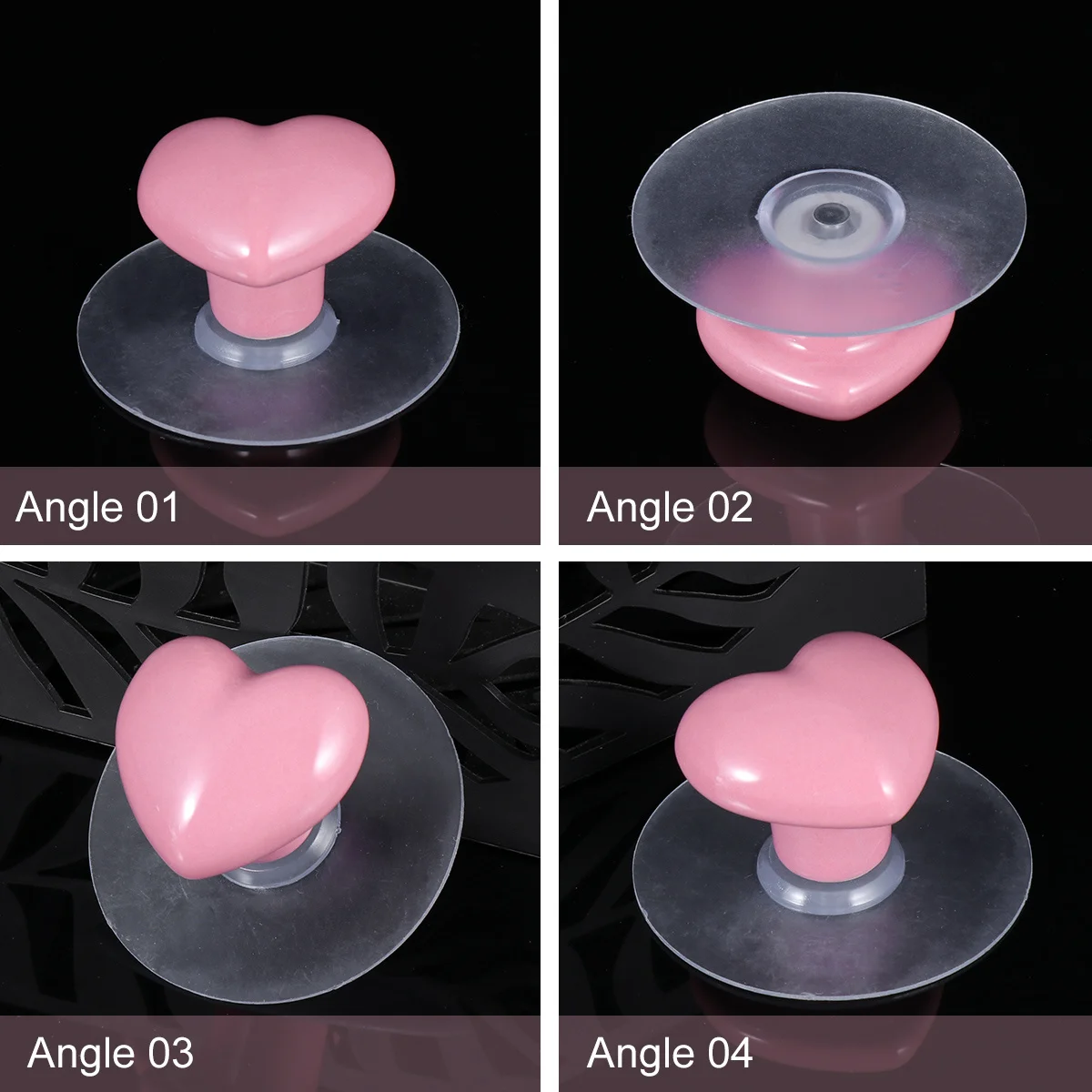 

1Pair Pink Heart Pull Handle Suction Cup Hook Furniture Door Knob for Kitchen Cabinet Wardrobe Drawers Door Knob